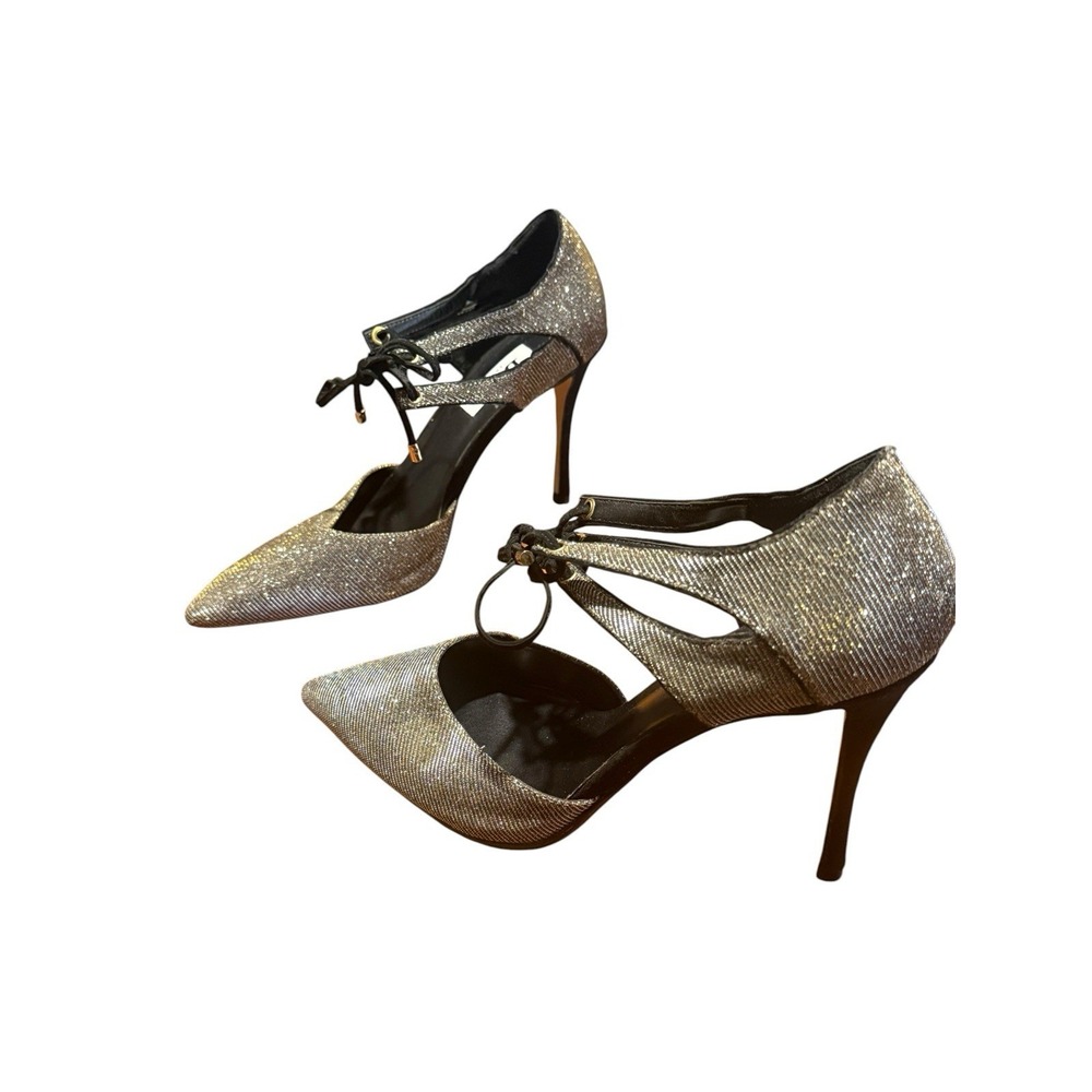 Formal Date Night Dune London Stiletto Heel Gold Silver Glimmer Size 6.5